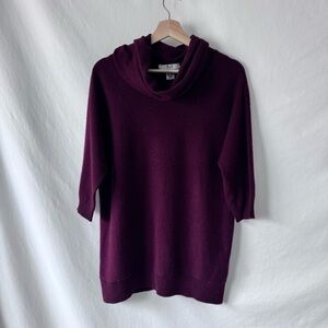 Magaschoni 100% Cashmere Plum Cowl Neck Tunic Sweater Small
